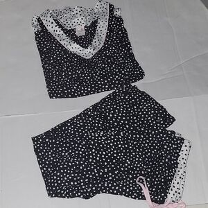 SECRET TREASURES M (8/10) Women's Black and White Pajama Set NWT Polka Dots